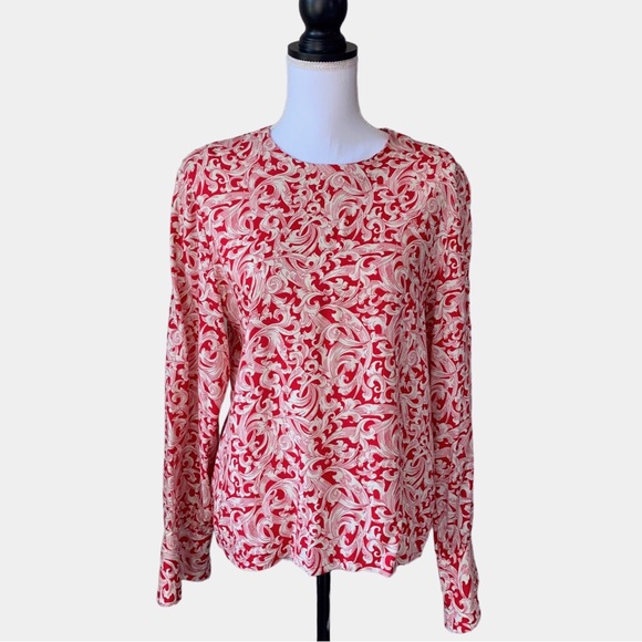 MISS SOPHISTICATES BY PENDLETON RED PAISLEY TUNIC BLOUSE - Picture 1 of 10